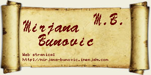 Mirjana Bunović vizit kartica